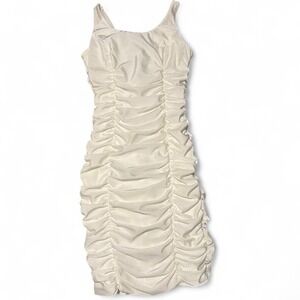 NWT White Ruched Stretch Bodycon Mini Dress Size S Bachelorette Bridal Going out